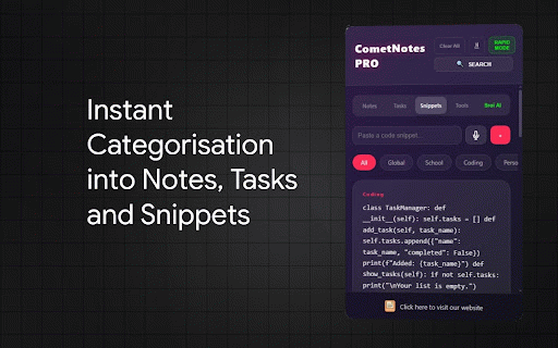 Notes - Save and Organize Notes, Tasks and Snippets | CometNotes PRO :: Transform the way you capture information on the web. CometNotes PRO is an all-in-one smart workspace that lives in your browser's…
