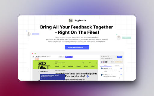 BugSmash Web Extension: Fast feedback capture & sharing. :: Turn any webpage, design or dashboard into an interactive feedback space with BugSmash. Add comments and share it with anyone.