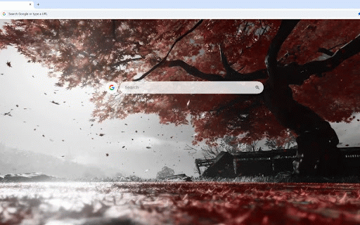 Autumn Tree Ghost Of Tsushima Live Wallpaper :: Majestic autumn maple tree with falling red leaves in peaceful Tsushima landscape.