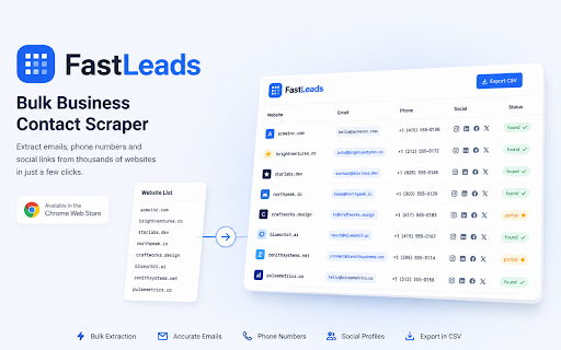 FastLeads – Extract Emails, Phones, and Social Handles :: Extract emails, phone numbers & social handles from any website. Powerful contact extractor for lead generation, sales & outreach.