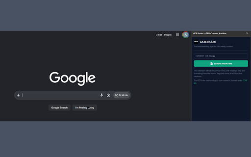 GCR Index - GEO Content Auditor :: Score any web page for AI citation readiness with one click. Powered by GCR Index.