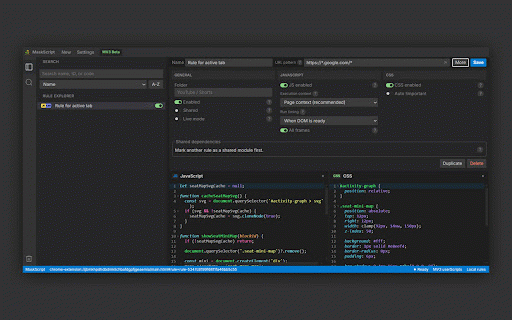 MaskScript :: Rule-based JavaScript and CSS injector with shared rule dependencies.