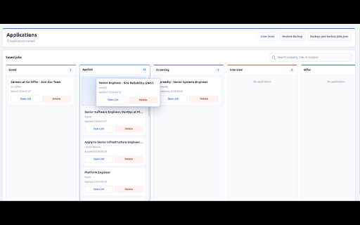 JobNest :: Track job applications locally from your browser.