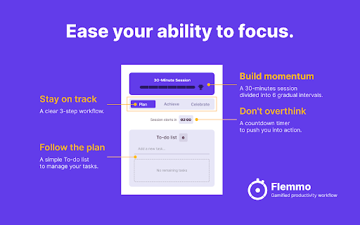 Flemmo - Gamified Productivity Workflow for better focus :: Turn your daily work sessions into a game of completing tasks.