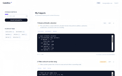 CodeBox-AI-Snippet-Saver :: Save code snippets from any webpage to your personal cloud library