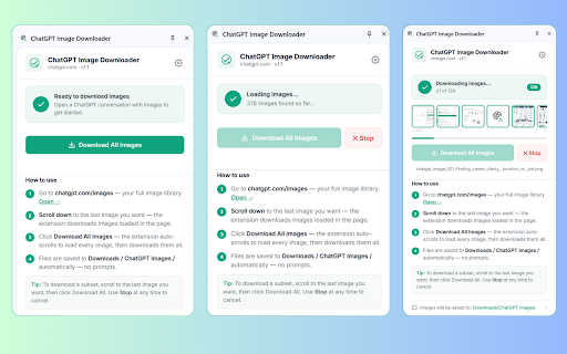 ChatGPT Image Downloader :: Download all AI-generated images from your ChatGPT conversations one by one.