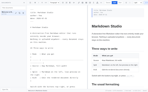 Markdown Live Preview, MD Viewer & Converter :: Live markdown preview as you type. MD file viewer, markdown to PDF and Word, plus PDF and Word to markdown. Offline.
