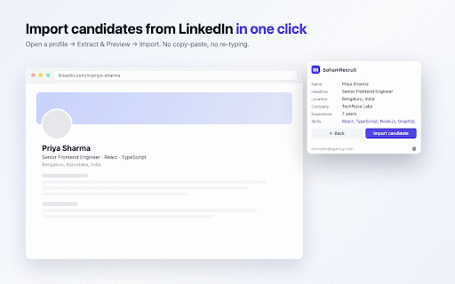 SohamRecruit — LinkedIn Import :: 1-click candidate import from LinkedIn profiles into SohamRecruit ATS