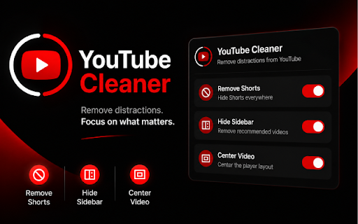 FocusTube :: FocusTube helps you create a cleaner, distraction-free YouTube experience.
Features:
• Remove YouTube Shorts
• Hide recommended…
