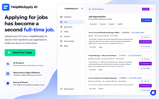 HelpMeApply - Auto Apply for Jobs, AI Job Search & Application Assistant :: Auto apply to jobs, find AI-matched opportunities, complete applications faster and spend less time job hunting with HelpMeApply.