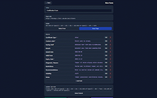 Form Filler :: Select and save form fields, then auto-fill and submit them later.