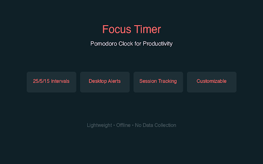 Focus Timer - Pomodoro Clock :: Simple Pomodoro timer to boost your productivity. Customizable work and break intervals with desktop notifications.