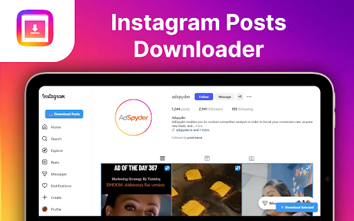 Instagram Posts Downloader :: Use this extension to Download single or multiple Instagram posts from any profile you can view.