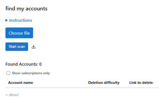 find my accounts - Find & delete old accounts :: Discover accounts and subscriptions hidden in your email. Get deletion links for each one. Nothing leaves your device.