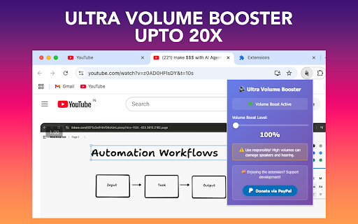 Ultra Volume Booster :: Boost video volume up to 1000% using Web Audio API