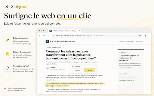 Surligne - Éclaire et retiens ce que tu lis :: Surligne un passage sur n'importe quel site : explication instantanée et note enregistrée dans ta mémoire de lecture.