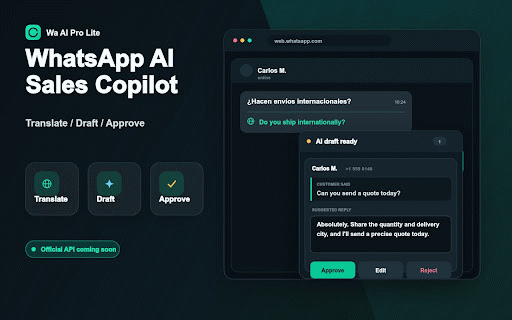 Wa AI Pro Lite — AI Auto-Reply & Translation for WhatsApp Web :: WhatsApp AI: auto-reply (text & photos), chat translation and voice transcription — from your personalized library.