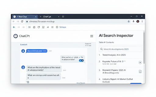 AI Search Inspector by Franz Enzenhofer :: Inspect ChatGPT outbound search queries and their returned results in a compact side panel.