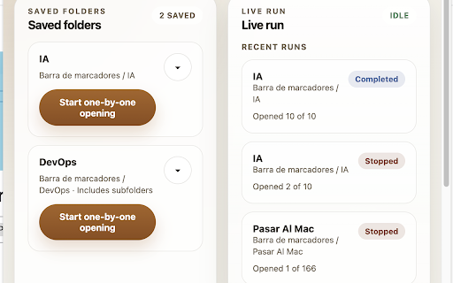 Open Bookmarks One by One :: Open bookmark folders gradually so Chrome does not get overwhelmed.