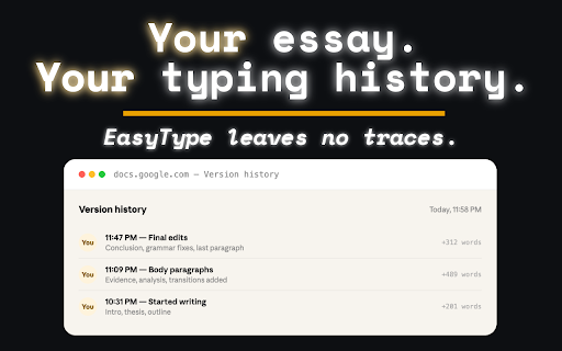 EasyType: Revision History Hider :: Auto-types your pasted text
