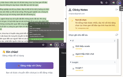 Clicky Notes - Lưu Text nhanh :: Lưu nhanh bất kỳ đoạn text nào vào ghi chú Clicky