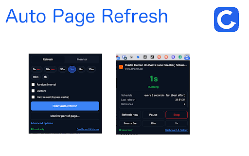 AutoRefreshPage – Tab Refresh & Page Monitor :: Auto refresh tabs, monitor page changes, and get local alerts when text, numbers, prices, or elements change.