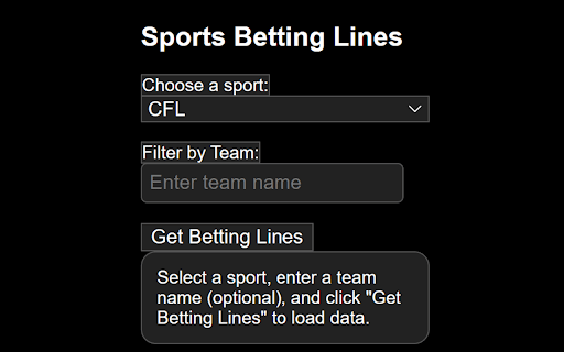 Sports Betting Lines :: Displays current sports betting lines.