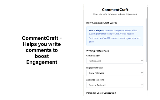 CommentCraft :: AI-powered comment suggestions for Twitter/X and LinkedIn to boost engagement and grow your audience