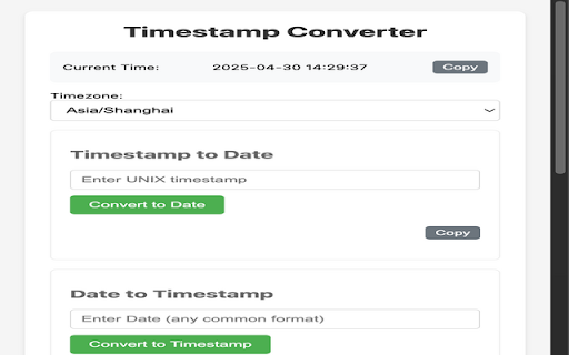 Timestamp Converter Pro :: A powerful timestamp converter with timezone support, date calculator, and more features.