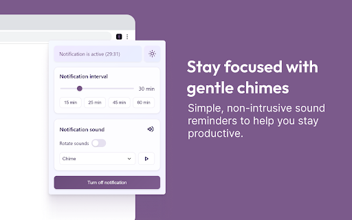 Chimely - Gentle Sound Reminder for Focus & Productivity :: Stay focused with gentle chimes. Customize your reminder intervals and sounds for a productive, mindful workflow.