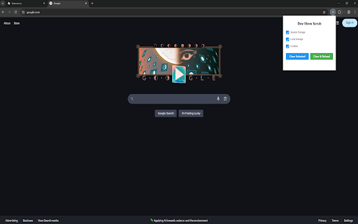 Dev Store Scrub :: A developer tool to manage application storage (session storage, local storage, and cookies) with clear and reload functionality