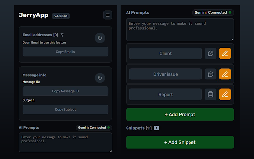 JerryApp :: Dispatch workflow assistant for Dispatchland CRM, Gmail, and Google Chat