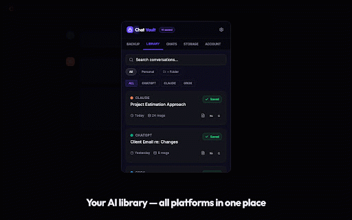 Chat Vault - AI Chat Backup & Export :: Automatically back up, search, and export your AI conversations. Never lose an important chat again.