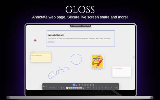Gloss — Your web, annotated & shared. :: Your personal knowledge layer for the internet. Highlight, note, and draw on any page — then share your screen live.