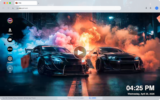 Cars Burnout Flames Live Wallpaper :: Transform your new tab with stunning HD live wallpapers of cars burning rubber and flames, adding excitement to your browsing e...