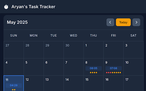 Aryan's Task Tracker :: A simple task tracker with calendar and time tracking.