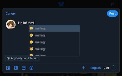 Bluesky Emoji :: This is a browser extension that adds Discord-style emoji completion to Bluesky.