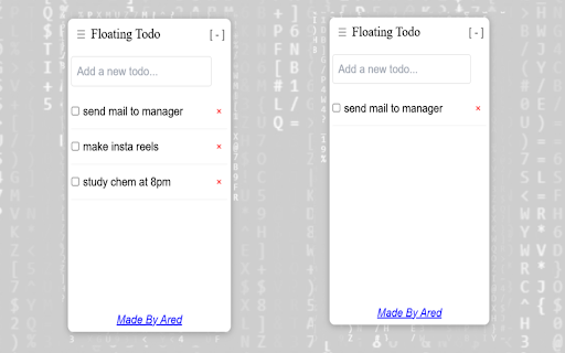 Floating Todo App :: A floating todo app that persists across web pages