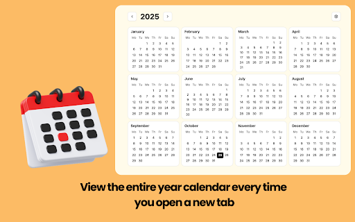 Calendar New Tab - Full Year View :: View the entire year calendar every time you open a new tab