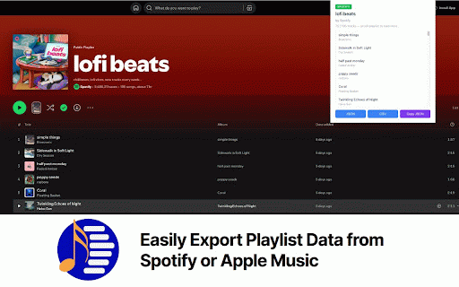 Playlist Exporter :: Export playlists from Spotify and Apple Music as JSON or CSV