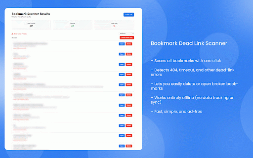 Bookmark Dead Link Scanner :: Scan bookmarks for dead links and clean up broken URLs