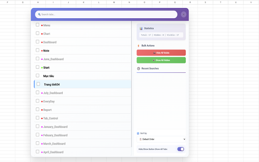 Search Tabs - Google Sheets :: This tool helps you quickly find and manage tabs in Google Sheets.