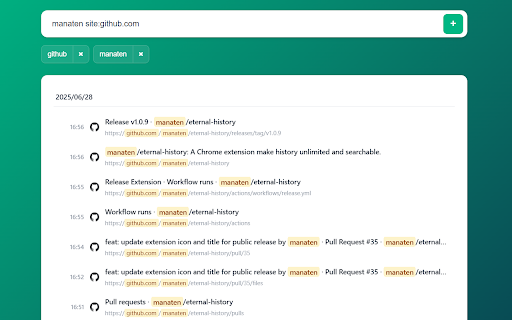 Eternal History on bookmarks :: Eternal History is a Chrome extension that stores unlimited browser history data in the bookmarks area.