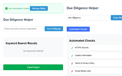 Due Diligence Helper :: A Chrome extension to help with due diligence research