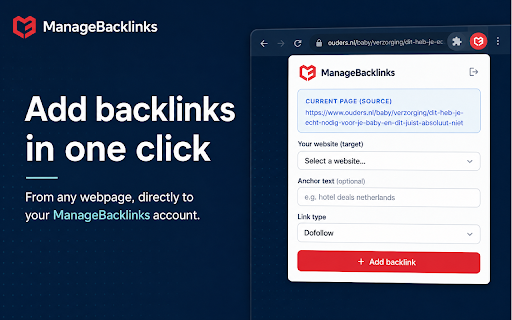 ManageBacklinks :: Add backlinks to your ManageBacklinks account in one click, directly from any webpage you visit.