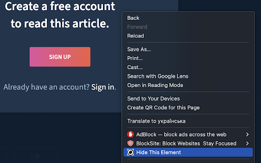 Hide Modal / Remove Popup :: Сlick on any element to hide it
