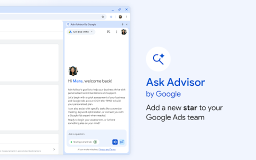 Ask Advisor by Google :: Supercharge your Google Ads strategy with Ask Advisor (formerly Marketing Advisor), an AI agent inside your Chrome browser.