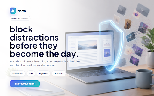 North: Focus & Distraction Blocker :: Free forever. Blocks Short Form Content, distracting sites and keywords, with schedules, time limits and an unlock you have to mean.