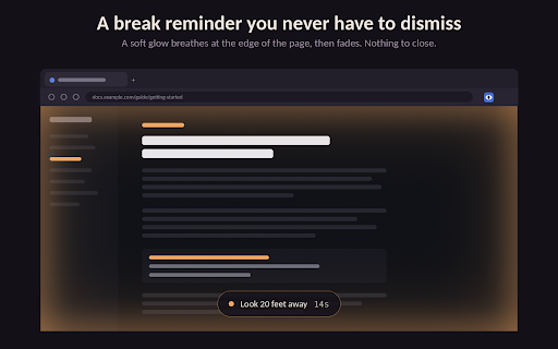 Nimbus - Eye Strain Break Reminder :: A soft glow around the edge of your browser reminds you to rest your eyes every 20 minutes. No popups, no alarms, no tracking.