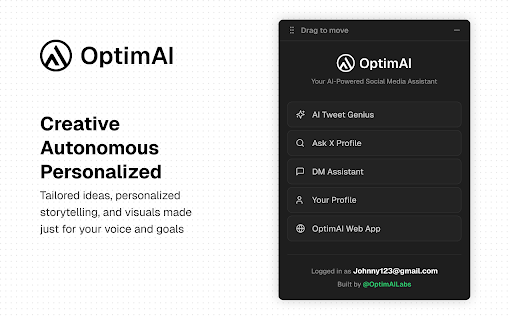 OptimAI :: OptimAI generates engaging content, create persona replicas, and seamlessly manage your social media presence.